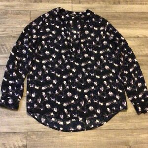 Simply Vera Wang black purple floral blouse